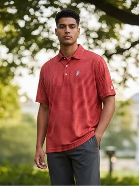 FootJoy Men’s Golf Polo Red/White Striped Swinging Alabama Elephant Size-2XL EUC